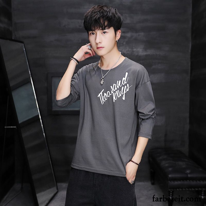 T-shirts Herren Herbst Lange Ärmel Feder Hoodies Mantel Trend Weiß