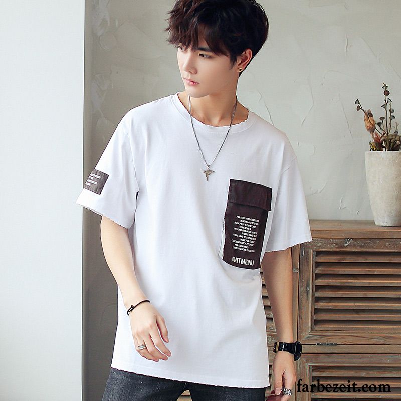 T-shirts Herren Kleider Lose Schüler Halb Ärmel Trend Neu Grau Dunkel