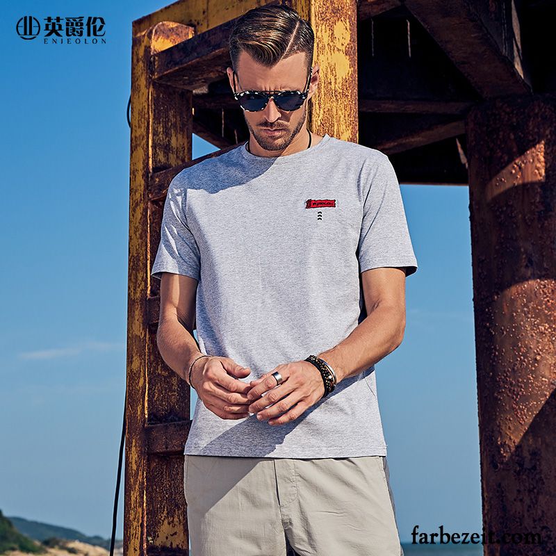 T-shirts Herren Trend Baumwolle Sommer Mantel Stickerei Drucken Weiß