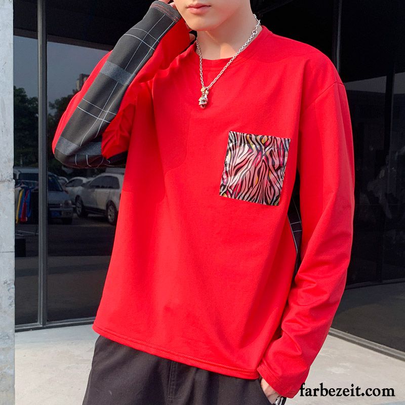 T-shirts Herren Trend Hoodies Kleider Lange Ärmel Herbst Mantel Weiß Rot