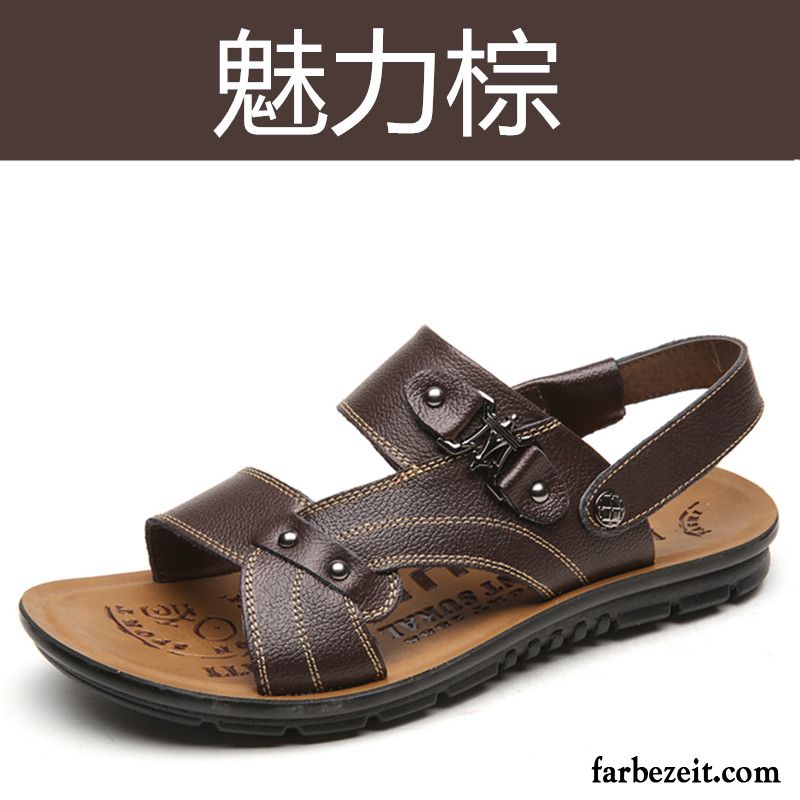 Trekking Sandalen Leder Herren Mode Sommer Hausschuhe Sandalen Leder Trend Casual Oberleder Echtleder Rabatt