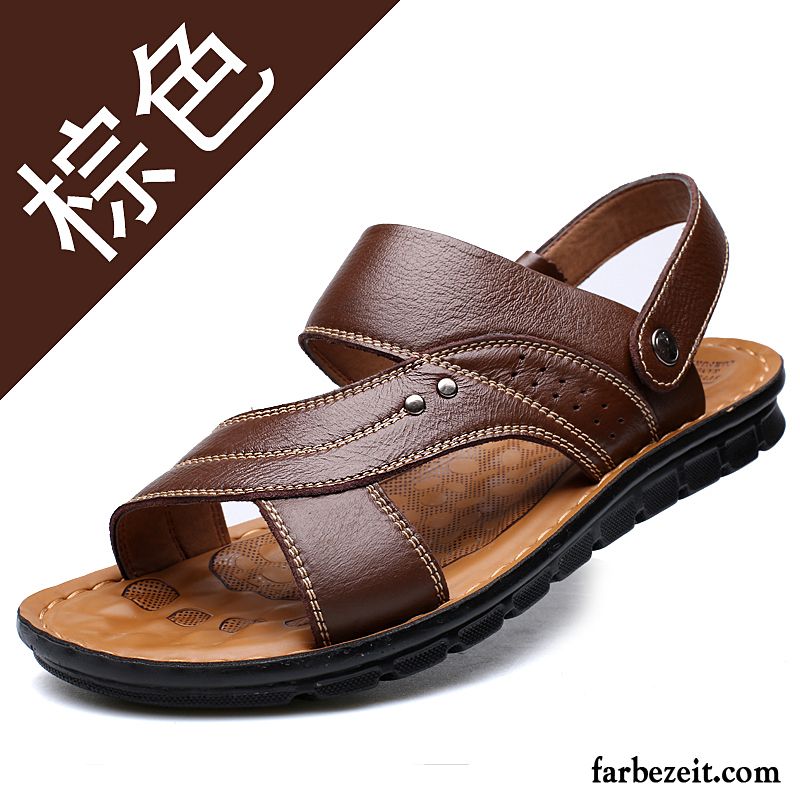 Trekkingsandalen Herren Wasserfest Jugend Sandalen Rutschsicher Strand Casual Schuhe Sommer England Echtleder Pantolette Neue Atmungsaktiv Kaufen