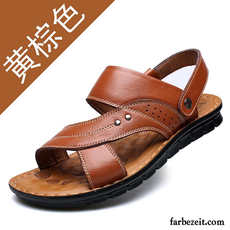 Trekkingsandalen Herren Wasserfest Jugend Sandalen Rutschsicher Strand Casual Schuhe Sommer England Echtleder Pantolette Neue Atmungsaktiv Kaufen