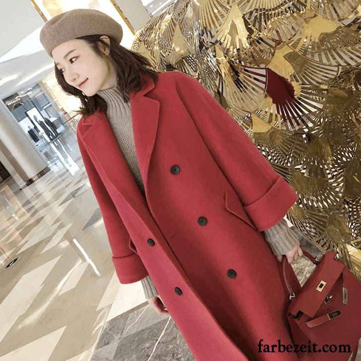 Trenchcoat Damen Rosa Langer Abschnitt Winter Mäntel Wolle Rote Überzieher Schaltflächen Sortieren Kaschmir Neu Herbst Einseitig Kaufen