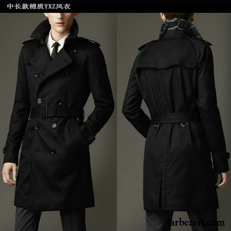 Trenchcoat Herren Braun Neu Langer Abschnitt Große Marke High-end Schlank Mode Persönlichkeit Mäntel Blau Schaltflächen Sortieren Kaufen