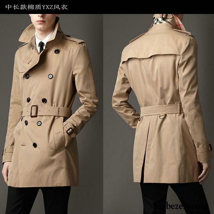 Trenchcoat Herren Braun Neu Langer Abschnitt Große Marke High-end Schlank Mode Persönlichkeit Mäntel Blau Schaltflächen Sortieren Kaufen