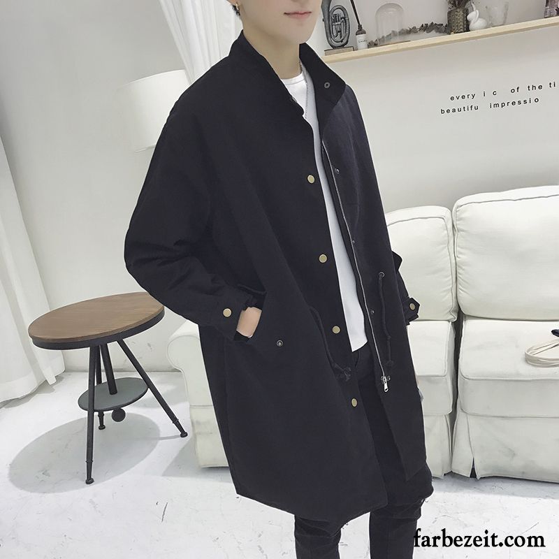 Trenchcoat Winter Herren Winter Schwarz Langer Abschnitt Herbst Feder Mäntel Plus Samt Trend Mode Neu Überzieher Verdickung Billig