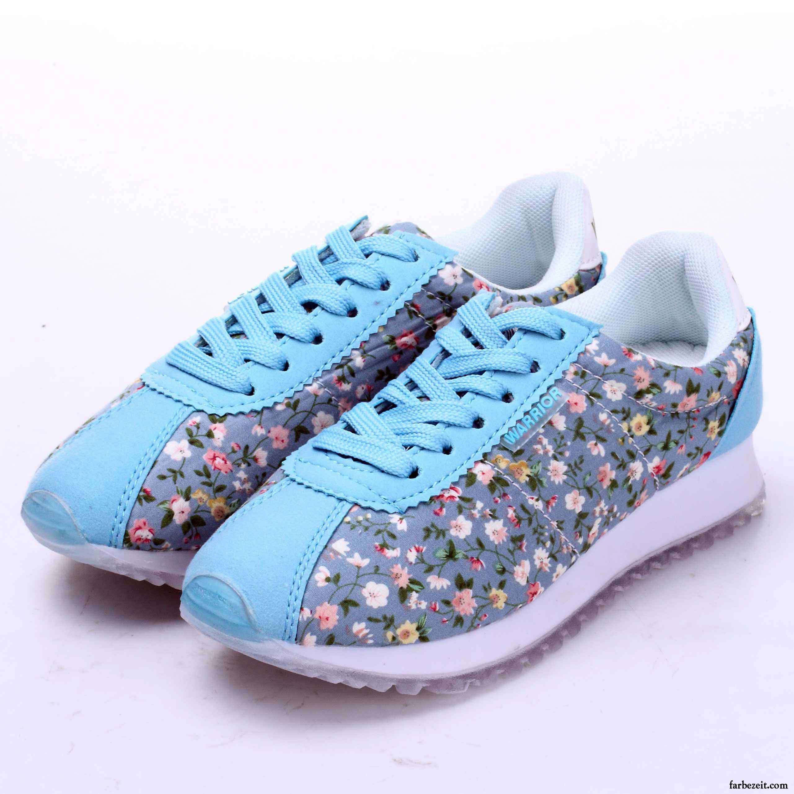 Turnschuhe Damen Blau Licht Blumen Atmungsaktiv Casual Tuch Schuhe Frisch Sportschuhe Laufschuhe Günstig