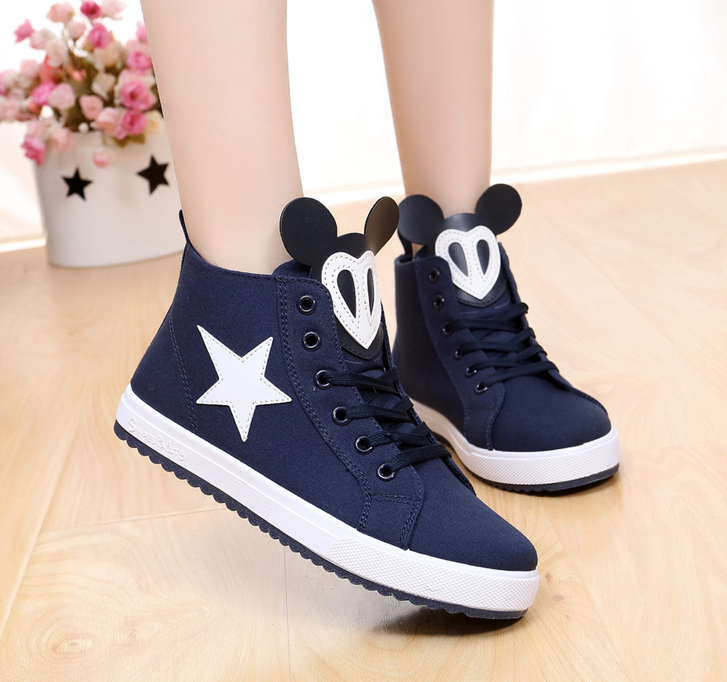 Turnschuhe Sneaker Damen Schüler Langschaft Große Größe Casual Mädchen Schnürschuhe Skaterschuhe Flache Tuch Schuhe Günstig