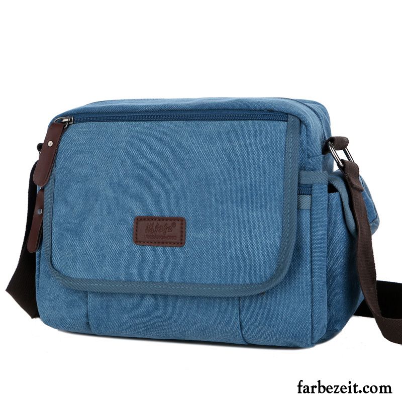 Umhängetaschen Herren Diagonal-paket Leinwand Retro Trend Mini Rucksack Blau