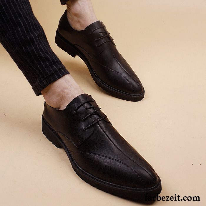 Veloursleder Schuhe Herren Atmungsaktiv Winter Geschäft Echtleder Herbst Lederschue Mode Trend Schwarz Casual Spitze Erhöht Billig