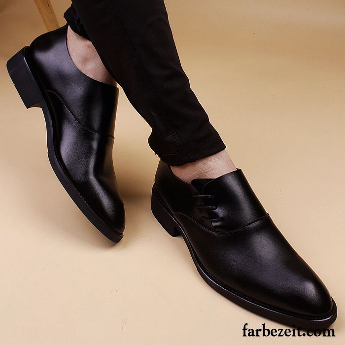 Veloursleder Schuhe Herren Atmungsaktiv Winter Geschäft Echtleder Herbst Lederschue Mode Trend Schwarz Casual Spitze Erhöht Billig