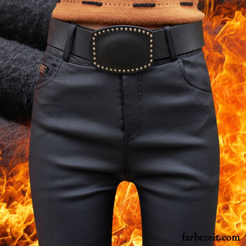 Viskose Hose Damen Plus Samt Freizeit Outwear Leggings Unter Hose Hohe Taille Dünn Leder Winter Bleistift Hose Große Größe Verdickung Herbst Verkaufen