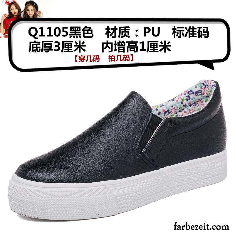 Waldläufer Damenschuhe Slip-on Faul Schwarz Leder Damen Feder Casual Erhöht Schuhe Weiß Dicke Sohle Halbschuhe Billig