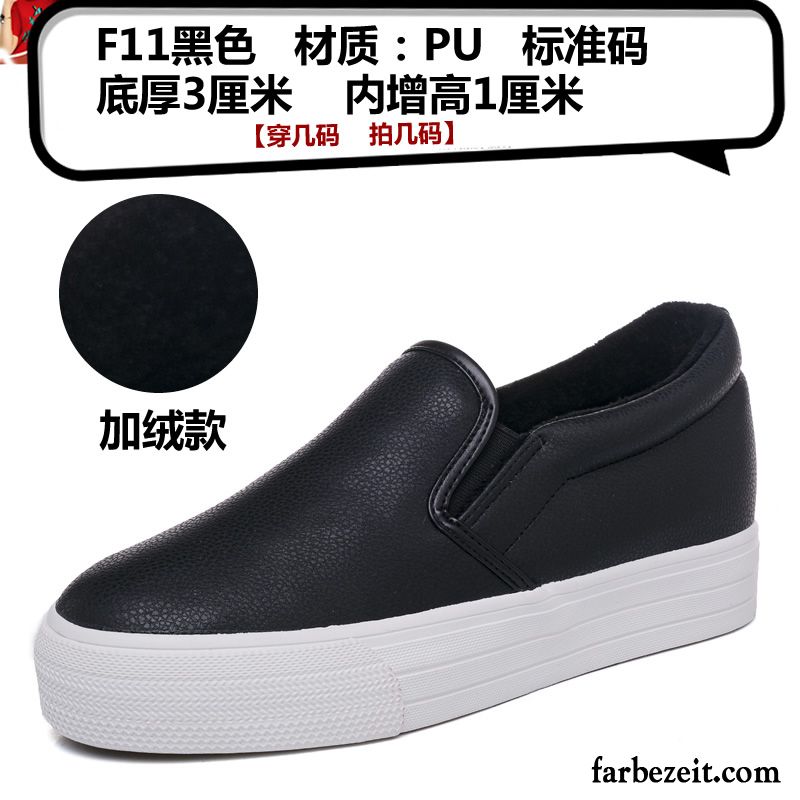 Waldläufer Damenschuhe Slip-on Faul Schwarz Leder Damen Feder Casual Erhöht Schuhe Weiß Dicke Sohle Halbschuhe Billig