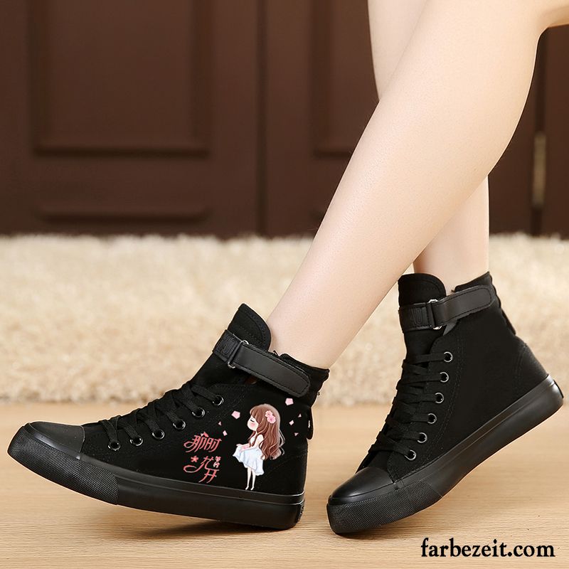 Wanderschuhe Winter Damen Feder Langschaft Skaterschuhe Schüler Schnürung Casual Tuch Schuhe Graffiti Flache Allgleiches Billig