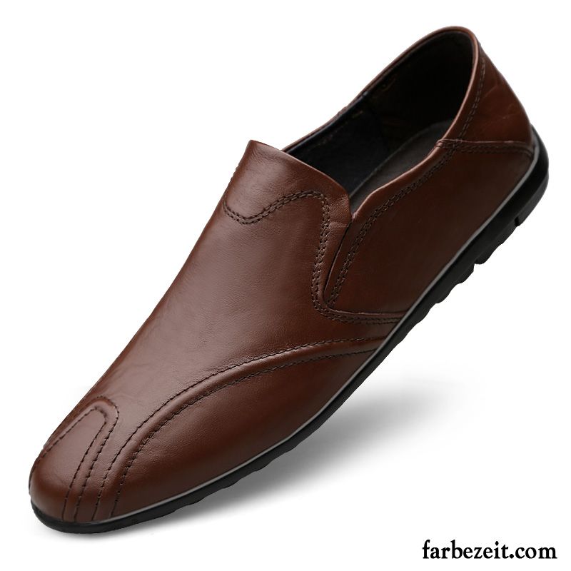 Warme Schuhe Herren Slip-on Trend Rot Casual Herbst Lederschue Faul Atmungsaktiv Schuhe Echtleder Neue Kaufen