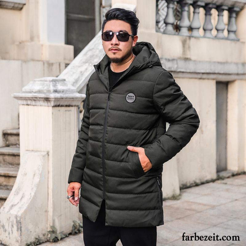 Warme Winterjacke Herren Langer Abschnitt Temperament Baumwollgepolsterte Grün Große Größe Winter Verdickung Baumwolle Neu Kaufen