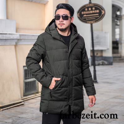 Warme Winterjacke Herren Langer Abschnitt Temperament Baumwollgepolsterte Grün Große Größe Winter Verdickung Baumwolle Neu Kaufen