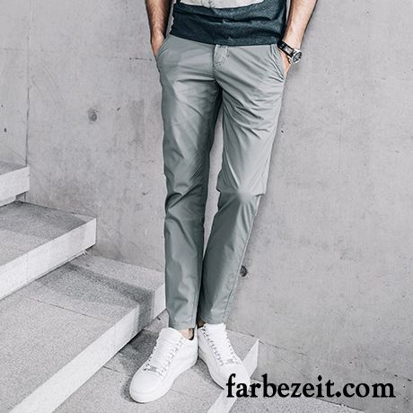 Weiße Hose Herren Grün Lange Dünn Schlank Hose Trend Schmales Bein Freizeit Sommer Sale