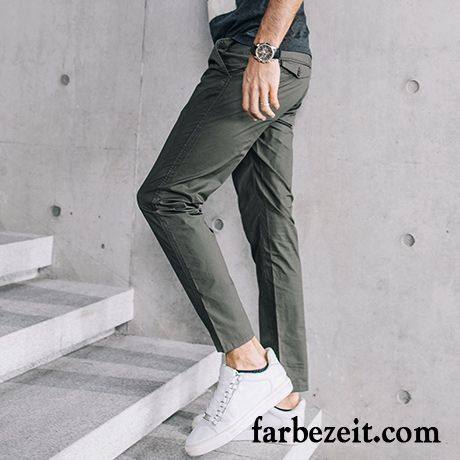 Weiße Hose Herren Grün Lange Dünn Schlank Hose Trend Schmales Bein Freizeit Sommer Sale