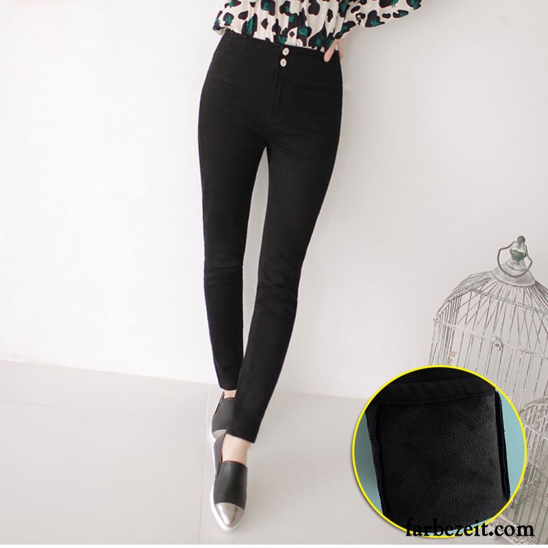 Weiße Jeanshosen Für Damen Winter Dünn Hohe Taille Weiß Schwarz Jeans Herbst Elastisch Bleistift Hose Leggings Unter Plus Samt Rabatt