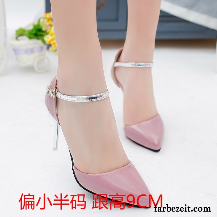 Weiße Pumps Damen Sommer Temperament Schuhe Hochzeit Schuhe Sandalen Allgleiches Feder Spitze Hochhackigen Schnürschuhe Dünne Fersen Günstig