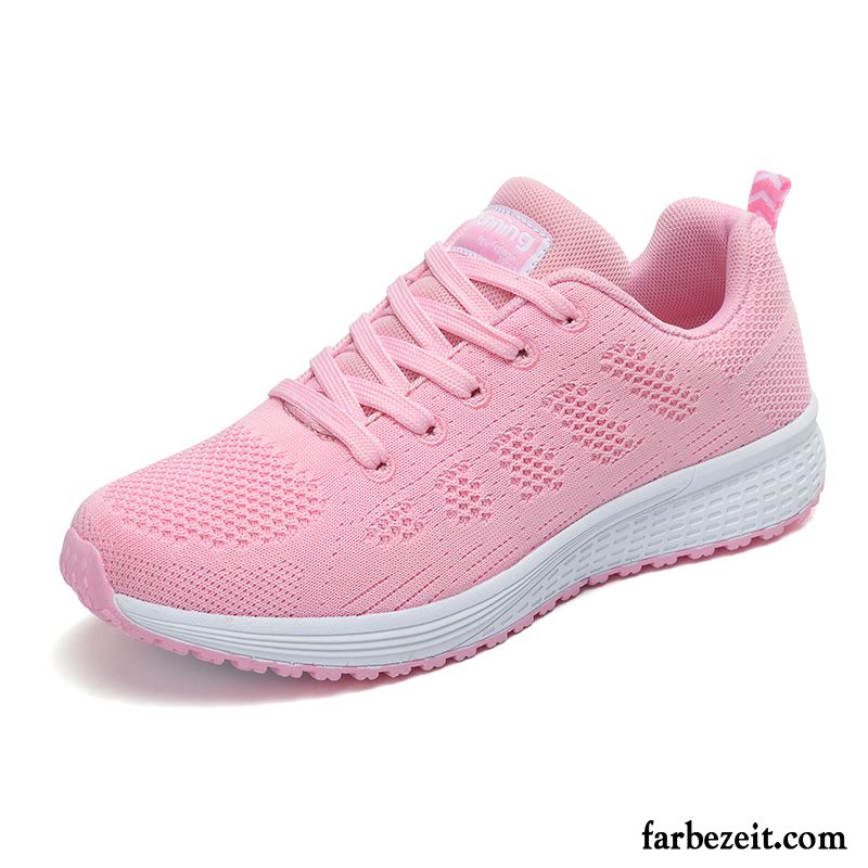 Weiße Sneaker Frauen Schüler Flache Damen Fliegende Weberei Schuhe Casual Allgleiches Sportschuhe Atmungsaktiv Licht Laufschuhe Herbst Schnürung Kaufen