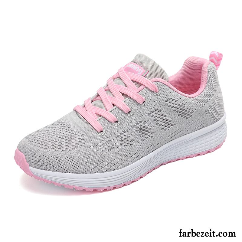 Weiße Sneaker Frauen Schüler Flache Damen Fliegende Weberei Schuhe Casual Allgleiches Sportschuhe Atmungsaktiv Licht Laufschuhe Herbst Schnürung Kaufen