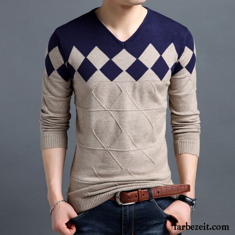 Weißer Rollkragenpullover Herren Gitter Schlank Pullover Trend Freizeit Dünn Herbst Strickwaren Jugend Neu Sale