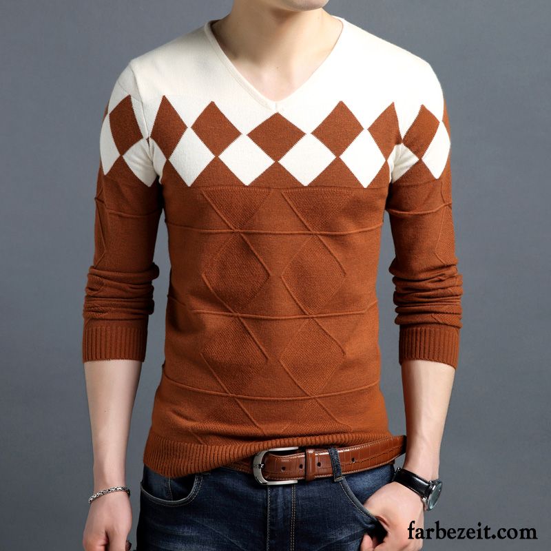 Weißer Rollkragenpullover Herren Gitter Schlank Pullover Trend Freizeit Dünn Herbst Strickwaren Jugend Neu Sale