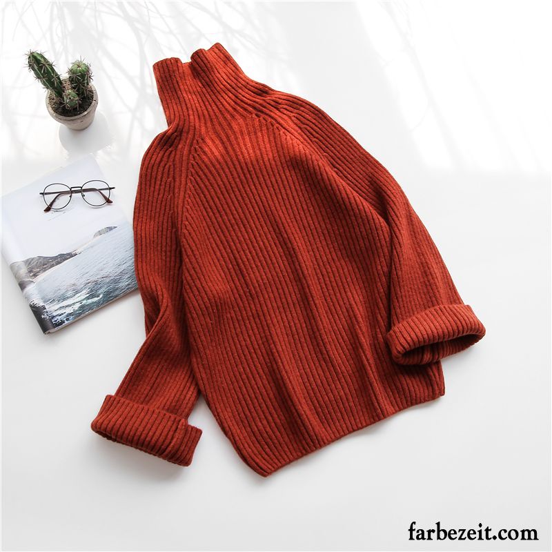 Weißer Strickpullover Schüler Gelb Kleiner Stil Damen Winter Rollkragen Strickwaren Herbst Süß Frisch Lose Billig