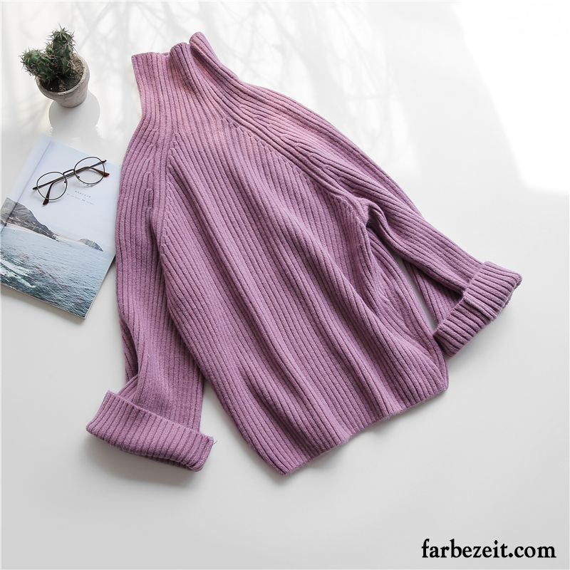 Weißer Strickpullover Schüler Gelb Kleiner Stil Damen Winter Rollkragen Strickwaren Herbst Süß Frisch Lose Billig