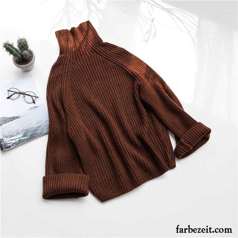 Weißer Strickpullover Schüler Gelb Kleiner Stil Damen Winter Rollkragen Strickwaren Herbst Süß Frisch Lose Billig