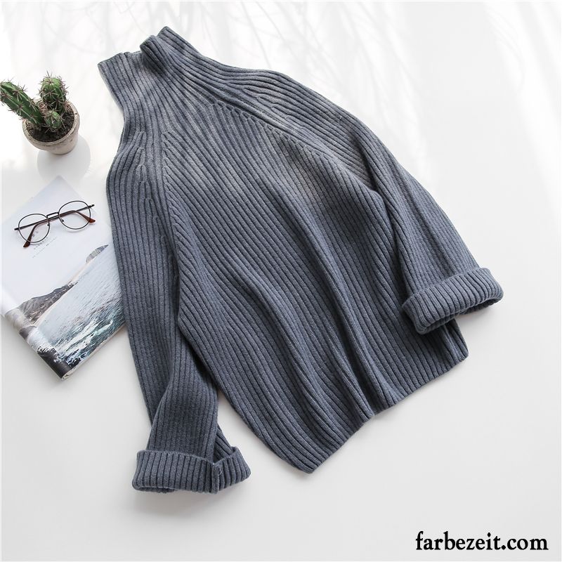 Weißer Strickpullover Schüler Gelb Kleiner Stil Damen Winter Rollkragen Strickwaren Herbst Süß Frisch Lose Billig