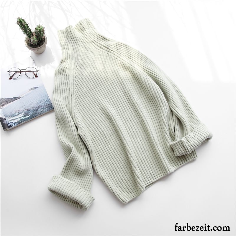 Weißer Strickpullover Schüler Gelb Kleiner Stil Damen Winter Rollkragen Strickwaren Herbst Süß Frisch Lose Billig