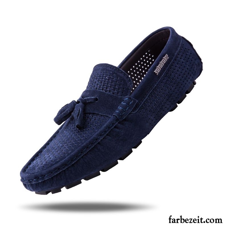 Wildleder Halbschuhe Blau Schuhe Allgleiches Atmungsaktiv Net Sommer Casual Lederschue Echtleder Tief Herren Trend Neue