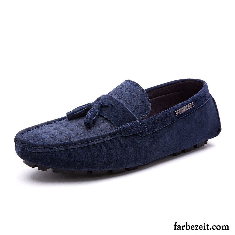 Wildleder Halbschuhe Blau Schuhe Allgleiches Atmungsaktiv Net Sommer Casual Lederschue Echtleder Tief Herren Trend Neue