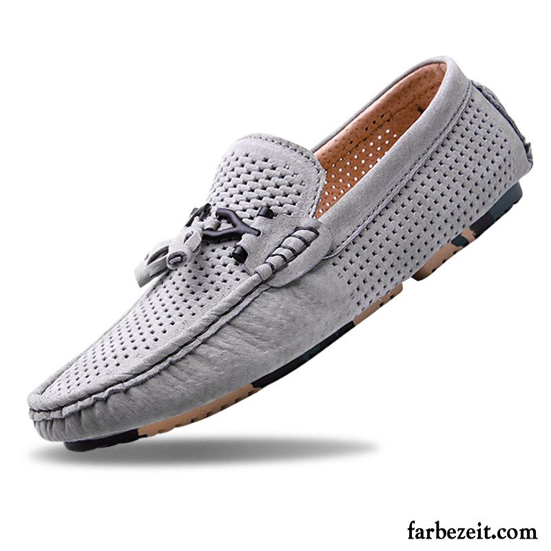 Wildleder Halbschuhe Blau Schuhe Allgleiches Atmungsaktiv Net Sommer Casual Lederschue Echtleder Tief Herren Trend Neue