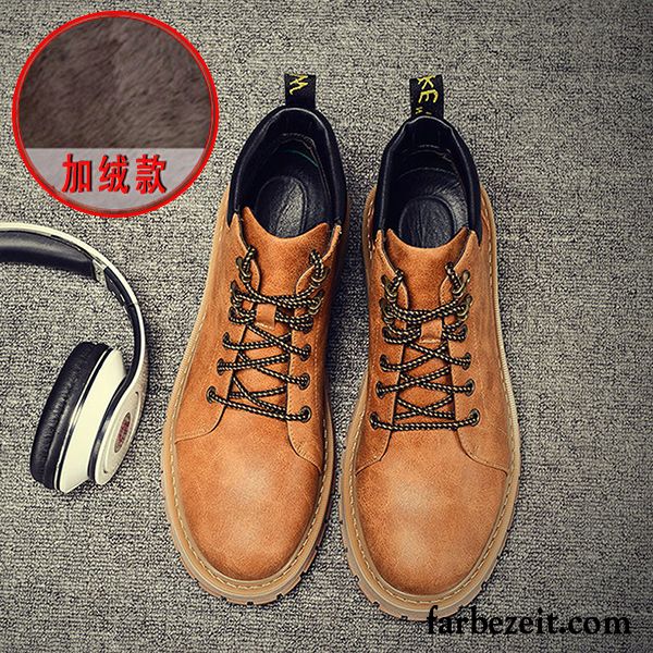 Wildleder Schuhe Herren Blau Trend Winter Reitstiefel England Hohe Retro Lederschue Martin Stiehlt Kaufen