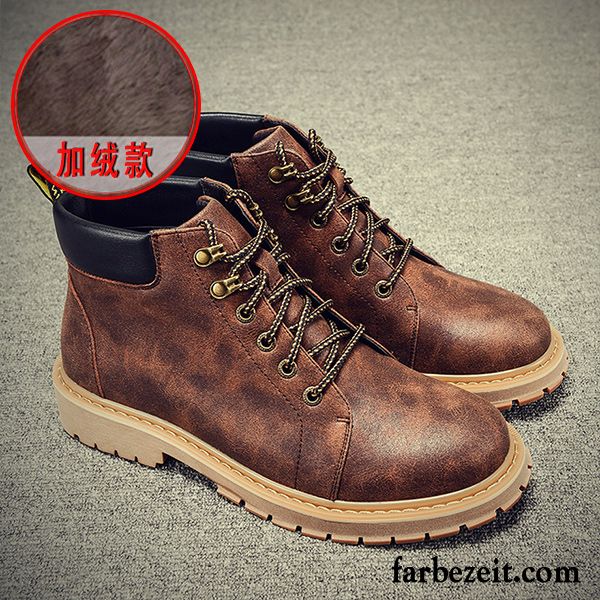 Wildleder Schuhe Herren Blau Trend Winter Reitstiefel England Hohe Retro Lederschue Martin Stiehlt Kaufen