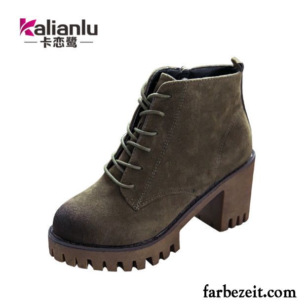 Wildleder Schwarz Winter Kurze Herbst Dick Schuhe Martin Stiehlt Damen Günstig