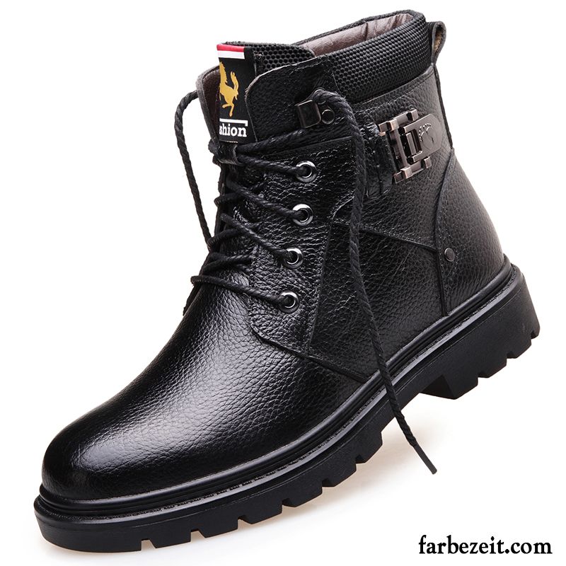 Winter Boots Herren Neue Echtleder Martin Stiehlt Baumwolle Schuhe Kurze Plus Samt Hohe Winter Thermische Günstig