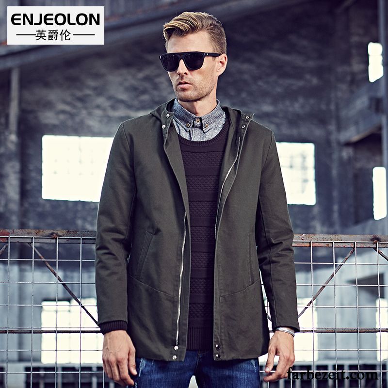 Winter Herrenjacke Trend Mode Herren Überzieher Herbst Reißverschluss Schlank Mit Kapuze Jugend Jacke Winter Blau Retro Günstig