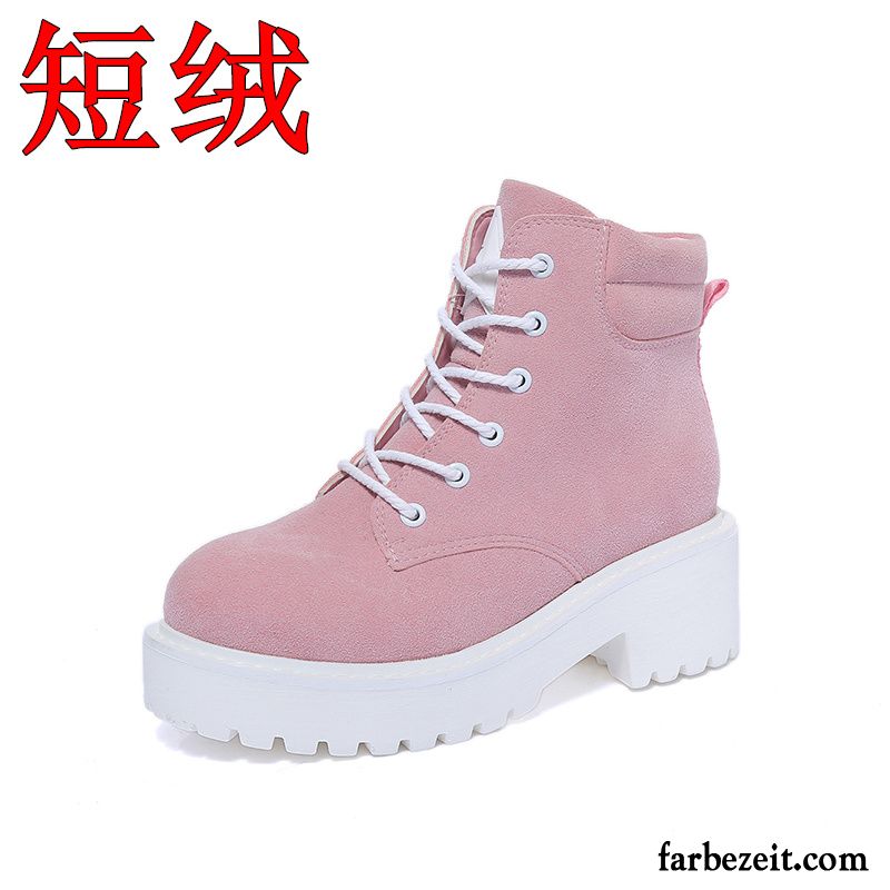 Winterboots Damen Martin Stiehlt Gefrostet Herbst Flache Kurze Dicke Sohle Plus Samt England Winter Baumwolle Schuhe Schnürung Retro Kaufen