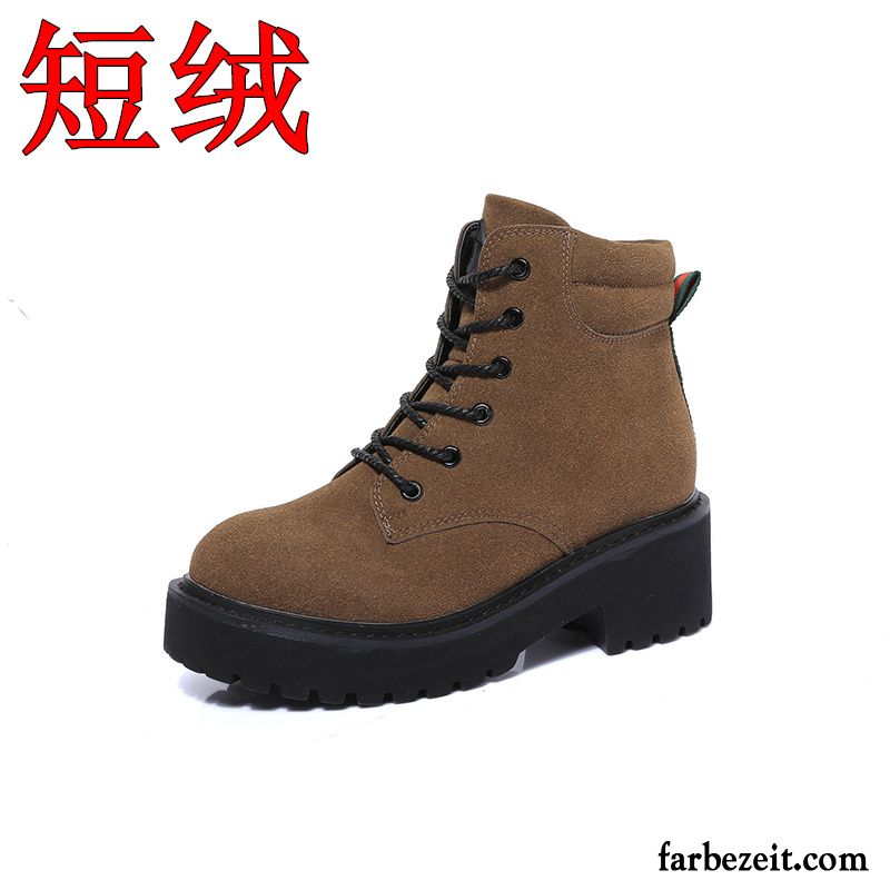 Winterboots Damen Martin Stiehlt Gefrostet Herbst Flache Kurze Dicke Sohle Plus Samt England Winter Baumwolle Schuhe Schnürung Retro Kaufen