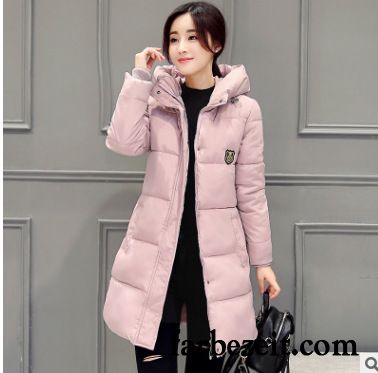 Winterjacke Blau Damen Neue Schlank Mit Kapuze Winter Dünn Verdickung Rosa Baumwollgepolsterte Baumwolle Langer Abschnitt Überzieher Verkaufen