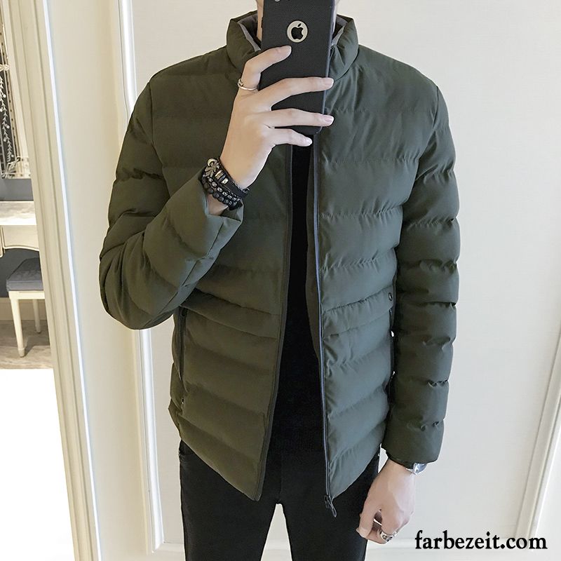 Winterjacke Daunen Herren Trend Kurzer Absatz Neu Baumwolle Winter Jugend Grau Überzieher Schlank Baumwollgepolsterte