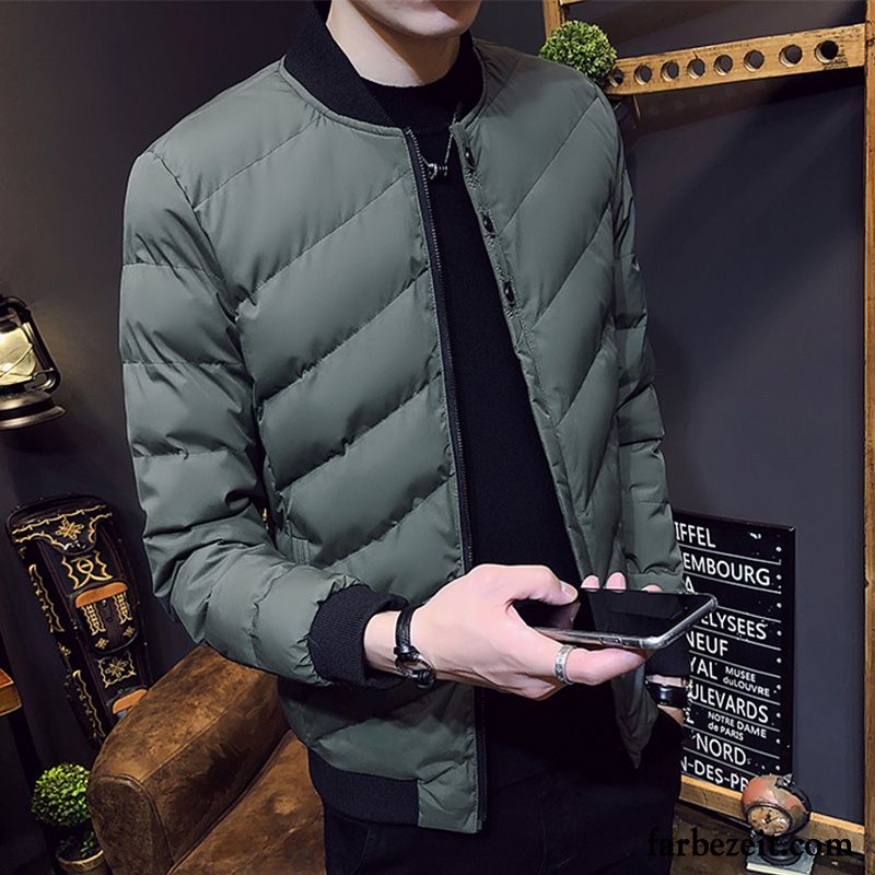 Winterjacke Herren Daunen Warme Trend Baumwollgepolsterte Winter Kurzer Absatz Neu Baumwolle Grün Überzieher Schlank Kaufen