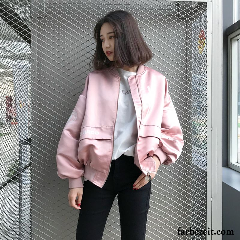 Winterjacke Schwarz Damen Lose Kurzer Absatz Pilot Feder Jacke Rosa Schüler Herbst Trend Überzieher Drucken Kaufen